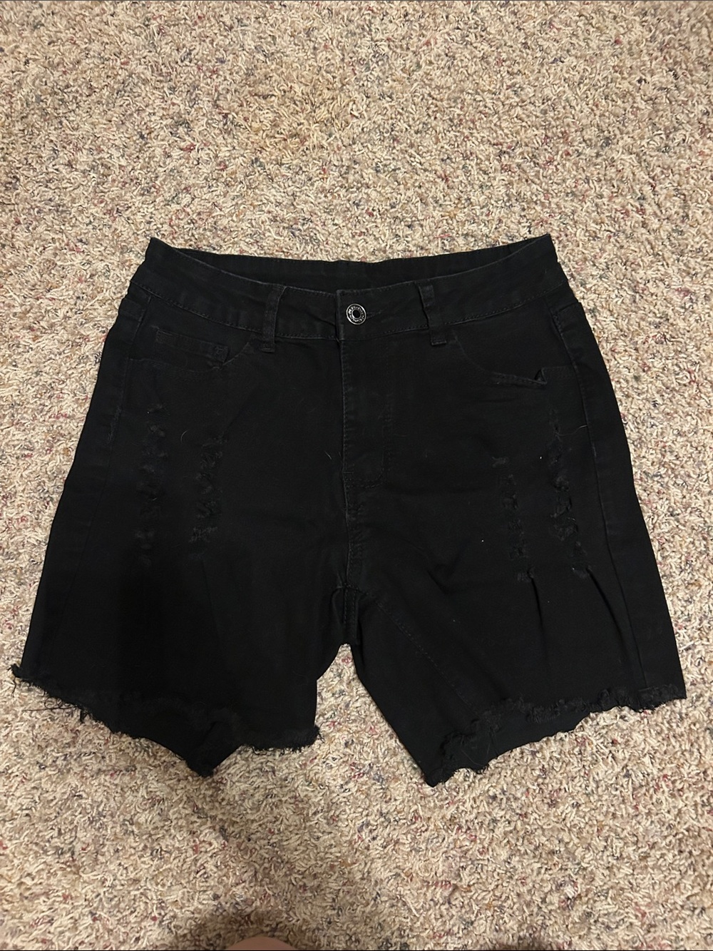 Black High-Rise Distressed Women's Shorts